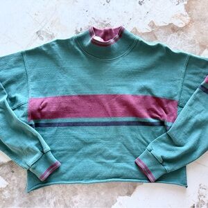 Teal and Maroon Women's Sweater